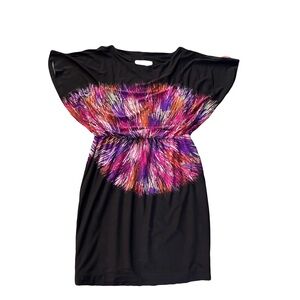 Maggy London Black and Multicolor Mini Dress size 14